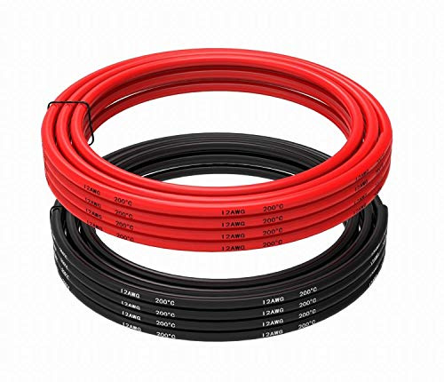 Makerfire 12 Gauge Silikondraht 19,6 Fuß, 9,8 Fuß Schwarz und 9,8 Fuß Rot, weich und flexibel, niedrige Impedanz, 12 AWG Silikondraht 680 Stränge aus 0,08 mm Kupferdraht für RC-Auto, Drohne, Flugzeugb