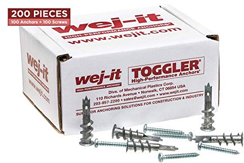 Wej-It Self-Drilling Drywall Anchors - Industrial Quality Screw & Wallplug Kit - Quick & Easy Wall Fastening & Mounting - 200 Pcs (100 Anchors and 100 Screws) (zinc)