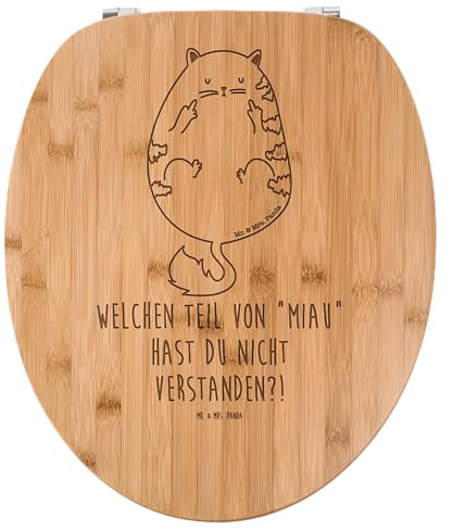 Mr. & Mrs. Panda WC Sitz Katze Mittelfinger - Geschenk, Toilettendeckel, Katzenfan, Cat, Kater, WC-Sitz, Toilette, lustig, Mieze, Mietze,