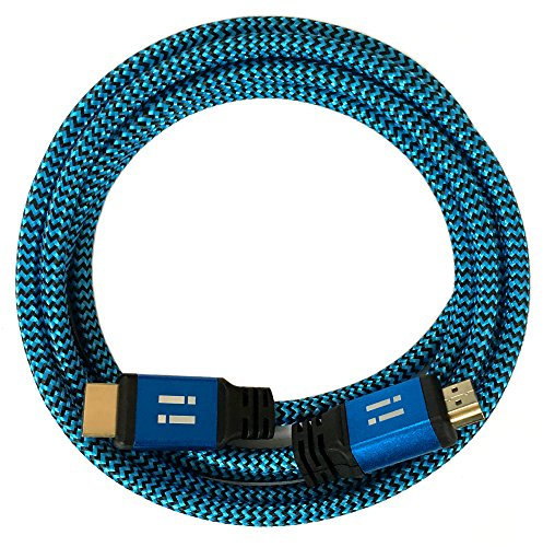 i! - 3m Nylon HDMI Kabel kompatibel mit HDMI 2.0 1.4a 3D 4K 2160p UHD Full HD 1080p Ethernet ARC HDR CEC DTS-HD - blau