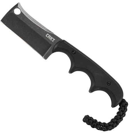 CRKT Minimalistisches Cleaver EDC Messer: Kompaktes Alltagsmesser mit fester Klinge, faltbares Universalmesser mit schwarzem Finish, Griff aus Harzfaser und Scheide 2383K