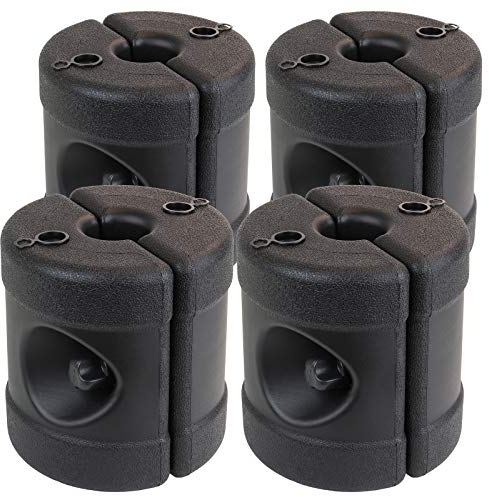 Montafox Set di 4 pesi per gazebo per tende padiglione trampolini - possono essere riempiti con acqua o sabbia, Colore: Nero