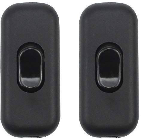 LbsAMP 2 Pièces Interrupteur Torpedo 250V / 6A Interrupteur à Cordon en Ligne Interrupteur à Touche Basculante 2 ou 3 Ligne Interrupteur Lampe de Chevet pour Petit Appareil ou Lampe - Noir