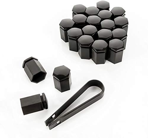 LST 20x Sechskant Radschraube Abdeckkappen 17 mm schwarz lang Felgen Kappen Set