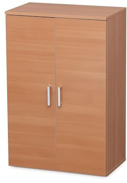 Iris Ohyama, Zapatero con estante / Zapatero de madera / Zapatero con 2 puertas y baldas, Diseño,Modular, entrada, dormitorio - Shoe cabinet - SR-6035 - Marrón claro