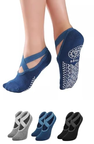 MAGIC SELECT 3 Pares Calcetines de Yoga Antideslizantes. Calcetin Deportivo para Pilates, Danza, Fitness, con Suela de Silicona. Evita lesiones y Ampollas. Talla única (35-40)