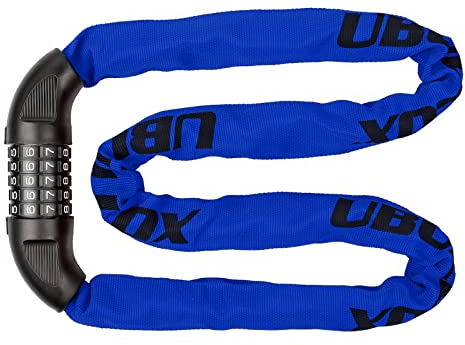 UBULLOX Fahrradkettenschloss, 1,2 m, Fahrradschloss, 5-stellige Kombination, Diebstahlschutz, zurücksetzbare Kette für Roller, Motorrad und mehr, Blau