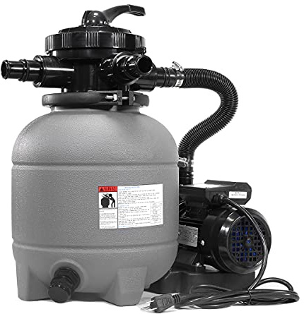 XtremepowerUS 12 Sand Filter Pump for Above Ground Swimming Pools 2,400GPH Flow 7-Way Valve for Pools Up to 10,000GAL Pool Fitting Adapter (Include Filter Media)