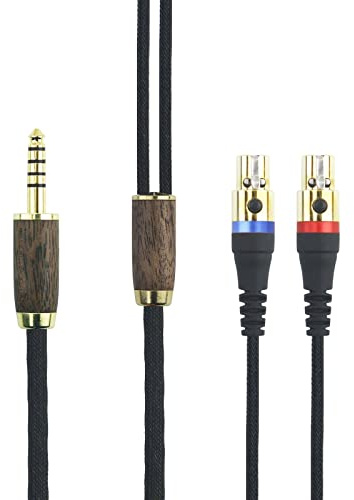 Cavo bilanciato da 4,4 mm maschio 6N OCC rame placcato argento cavo bilanciato da 4,4 mm compatibile con cuffie Audeze LCD-2, LCD-4, LCD-3, LCD-X, LCD-XC, guscio in legno di noce, 3 m