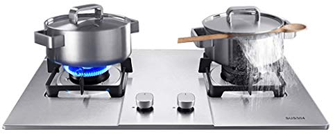IBOWZ Tables de Cuisson à Gaz Plaque de Cuisson/cuisinière/Table de Cuisson en Acier Inoxydable à 2 brûleurs de 72 cm,avec FFD et Supports de Casserole en émail,Facile à Nettoyer,Compatible avec t