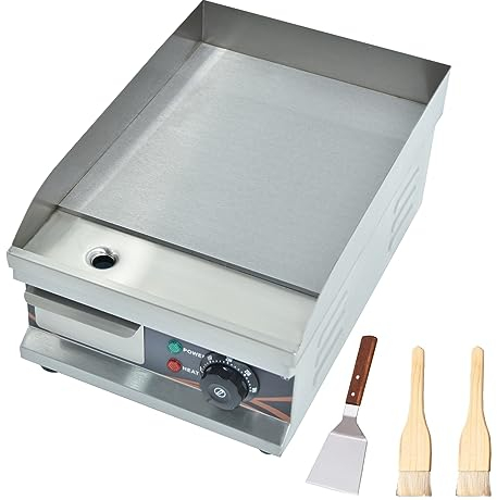 DULNICE griglia elettrica commerciale 28cm da banco in acciaio inox bistecchiera elettrica Flat Top Grill Bacon Fryer Steak Plate 1700W addensato BBQ Teppanyaki griglia elettrica