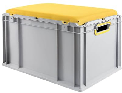 PROREGAL Eurobox NextGen Seat Box Gelb | HxBxT 36,5x40x60cm | 65 Liter | Griffe offen | Eurobehälter, Sitzbox, Transportbox, Transportbehälter, Stapelbehälter