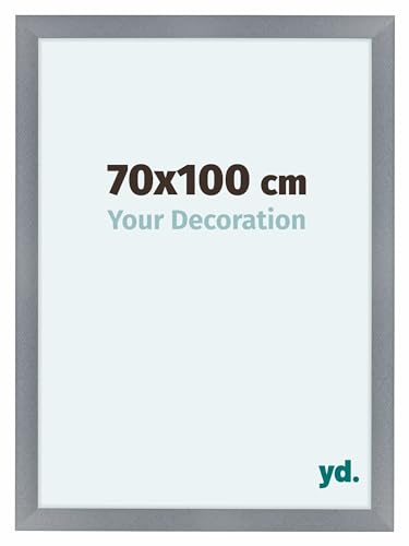 yd. Your Decoration - Bilderrahmen 70x100 cm - Aluminium Gebürstet - Bilderrahmen aus MDF mit Acrylglas - Antireflex - 70x100 Rahmen - Como