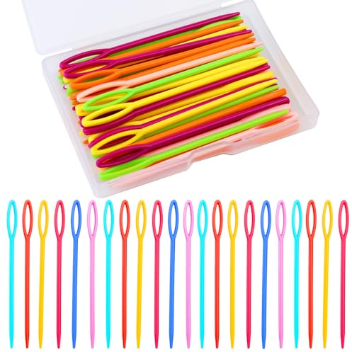50 aghi da cucito in plastica (9 cm/3,54 pollici), aghi in plastica per filati e artigianato, aghi con grande occhiello per bambini, aghi da ricamo fai da te, cucito, artigianato