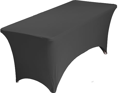 Nappe en élasthanne extensible pour table de terrasse, mariage, banquet, stand de vente et fête, 183 x 76 x 76 cm, noire