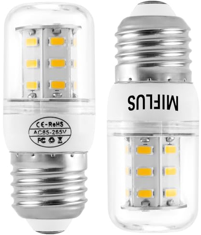 MIFLUS Appliance Bulb 5304511738/Refrigerator Li.GHT Bulb/Light Bu.lb Kei D34l E26/E27 3.5W 5000K (85V-265V Warm Light) Refrigerator Led Light Bulb-2Packs
