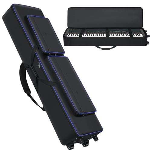 Rollende Keyboard-Tasche mit 88 Tasten und Rollen (135,9 x 35,1 x 17,3 cm), Klaviertasche mit Griffen und Schultergurten, kompatibel mit Yamaha P125 und den meisten 88-Tasten-Keyboard-Piano-Gig-Case