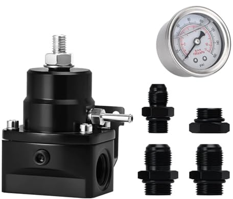 EFI Fuel Pressure Regulator Kit with Bypass Return 0-100psi Pressure Gauge AN6-6AN Fuel Line Hose Fitting Connectors Kit Adjustable Universal Aluminum