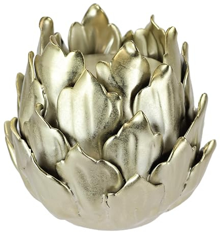 Kerzenhalter 'Artischocke' aus Keramik für Stumpenkerze Kerzenständer Deko Gold für Adventskranz Kränze Kranz Tischdeko Zapfen Seerose Lotus Ornament Dekoobjekt Geschenk