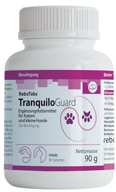 TranquiloGuard 75 mg Lactium, 1 g Tabletten für Katzen & kleine Hunde, 90 Stück: Ergänzungsfuttermittel kann zur Beruhigung, Entspannung, Stressbewältigung beitragen, mit Tryptophan & Vitaminen