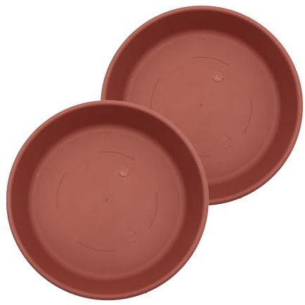 The HC Companies Blumentopf-Untersetzer, Kunststoff, für Innen- und Außenbereich, traditionelles Design für Wasserablauf, langlebige runde Pflanzschale (44,5 cm, Ton, 2 Stück)