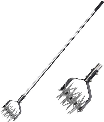 BARAYSTUS Attrezzo rotante da giardino, regolabile, coltivatore a manico lungo per aerare, diserbare, piantare e mescolare terreno o seminare erba