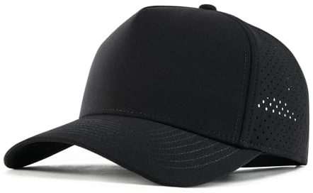 BOTVELA Men Adjustable Snapback Baseball Cap Vented Performance Laser Cut Mesh Hat (Black)