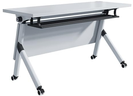 Klappbarer Konferenztisch, Besprechungstisch Klappbar, Klapptisch Schreibtisch Mit Rollen, Flip Top Mobiler Schulungstisch, Rechteckiger Modularer Seminartisch, Rollende Konferenzraumtische(160*40*75c