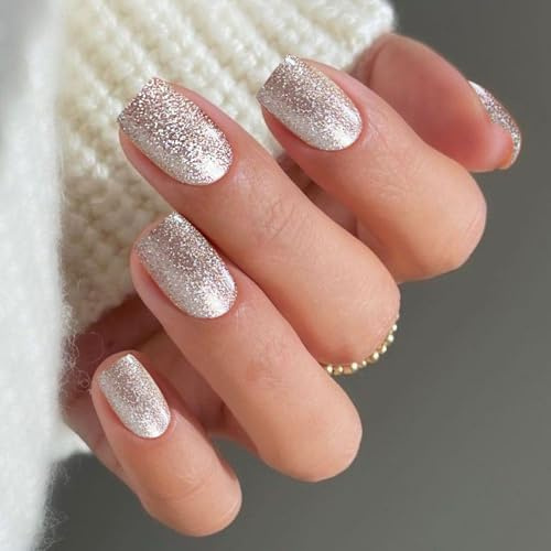 JMEOWIO Nagelfolie Grauer Glitzer Weihnachten Gel Nail Nagelfolien Selbstklebend Nagelsticker Uv Härtend Dekoration Nageldesign Zubehör