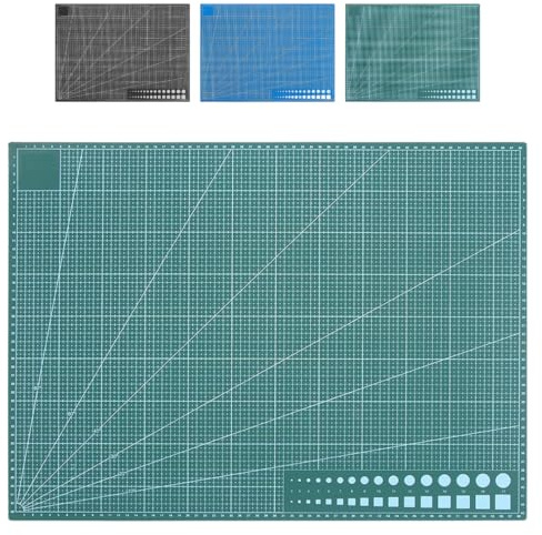 Dezain® DIY - Schneidematte A2 selbstheilend – Grün | Bastelunterlage mit Zentimeterskala – Schneideunterlage für Modellbau & zum Basteln – Beidseitig bedruckte Cutting Mat