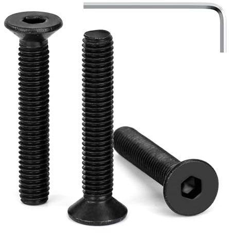 Tunejoy Vis à Tête Fraisée M5 x 30 mm à Six Pans Creux en Acier Inoxydable A2 V2A Vis à Tête Cylindrique Hexagonale avec Clé Allen Filetage Complet 30 Pièces Noir