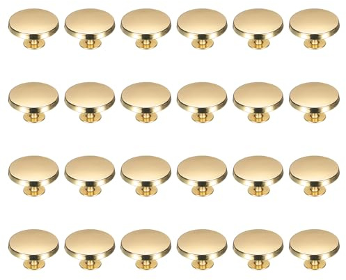 sourcing map Set di 24 borchie a testa piatta da 18 mm, con rivetti rotondi per borsette, borchie in metallo, rivetti per fai da te, artigianato in pelle, cinturino per cintura, oro