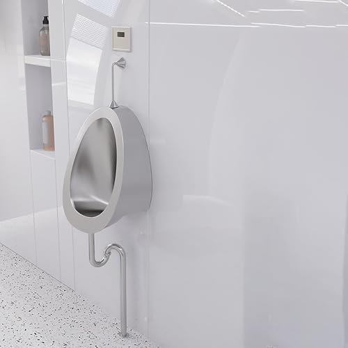 Urinario mural con sensor, Urinario De Baño para Hombres Montado En La Pared, urinario anti-desbordamiento para hombres nocturno,rinario De Acero Inoxidable 304,Urinario De Descarga(A,Floor row type)