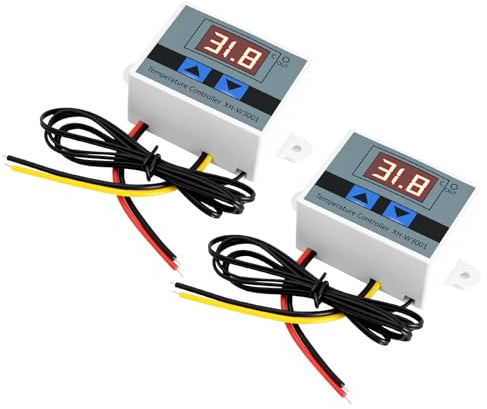 AYWHP 2PCS XH-W3001 110V-220V Digital LED Temperaturregler,Digital Temperaturregler mit NTC 10K Fühler, einstellbare Heiz und Kühlmodi für Inkubatoren, Gewächshäuser, Aquarien