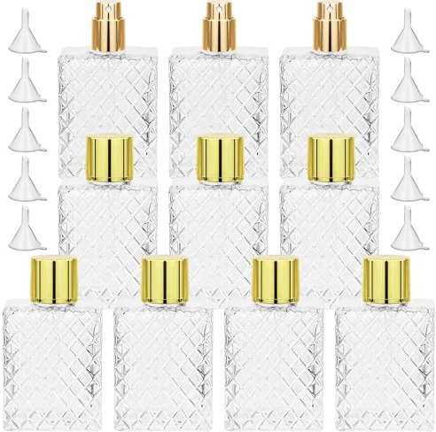 Kaxtde 10 Stück Leer Parfüm Flakon Set, 100 ml Parfümzerstäuber Nachfüllbar für Damen und Herren, Parfum Sprühflasche Abfüller für Reisen Kosmetik