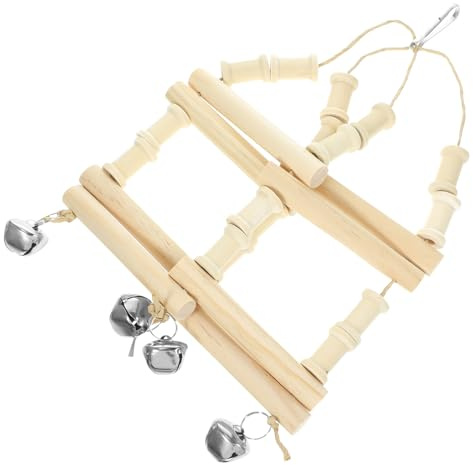 BUGUUYO Holzpapageienschaukel Wellensittichschaukel für Vögel mit Kletterleiter und Beiger Farbe Spielerisches Gleichgewicht Entwickeln und Kauen für Nymphensittiche und Papageien