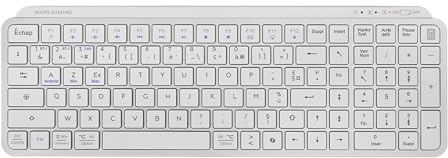 Mars Gaming MK-SILENKEYS, Francese, Tastiera Wireless Full-Format Compatta, Profilo Basso, Switch a Forbice Silenziosi, Tasto Copilot AI, Bluetooth 5.1 Dual 2.4GPRO, Batteria 200h, PC, Mac, Bianco