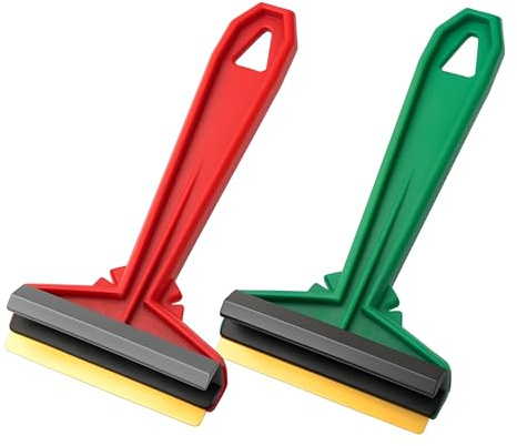 2 Pack Murska 575 Brass Ice Scraper - 90 mm Brass Blade Windscreen De-Icer with Squeegee and Wiper-Groove - Made in Finland - Compact Car Window Scraper for Fast Frost and Ice Removal - Random Colours