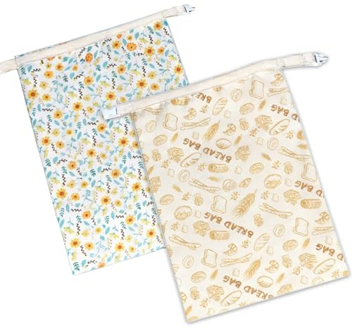 Lot de 2 sacs à pain apiculture en coton pour un contrôle optimal de l'humidité pour le pain, les produits et les légumes, recyclables