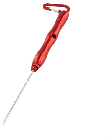 Ago aerato sgonfio in acciaio inox, punteruolo a 45 gradi per pesca in acque profonde, strumento di sfiato facile per una cattura sicura, rosso argento, 13 cm
