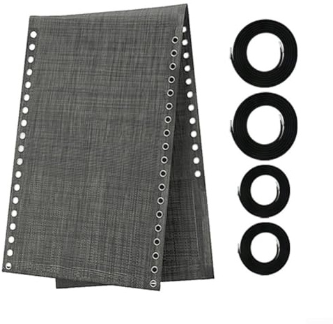 Evenoonest Outdoor Recliner Replacement Fabric With Ropes, Breathable Mesh Lounger Cloth For Patio Garden Gravity Chairs And Camping Beach Use, 160x48cm (Gray)