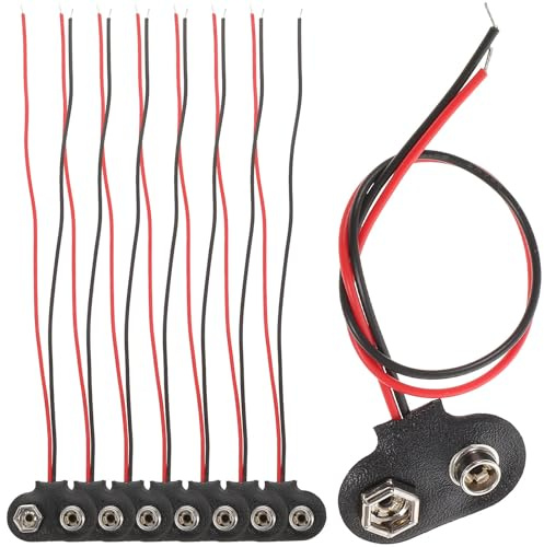 MAGICLULU Connettore Batteria 9v Filo 6cm T Tipo 50 Pezzi per Sostituzione Connettore Batteria Vecchio o Danneggiato, Facile Installazione, Materiale Ferro e Pelle Pu