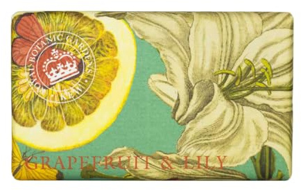 The English Soap Company Savon Emballé Royal Botanical Gardens Kew au Beurre de Karité Pamplemousse, Savon Hydratant pour le Corps, Parfum Pamplemousse et Lys 240g
