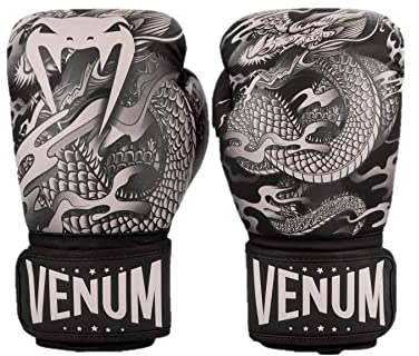 Venum, Dragon's Flight Boxhandschuhe, Unisex Erwachsene, 12 Oz, Schwarz/Sand