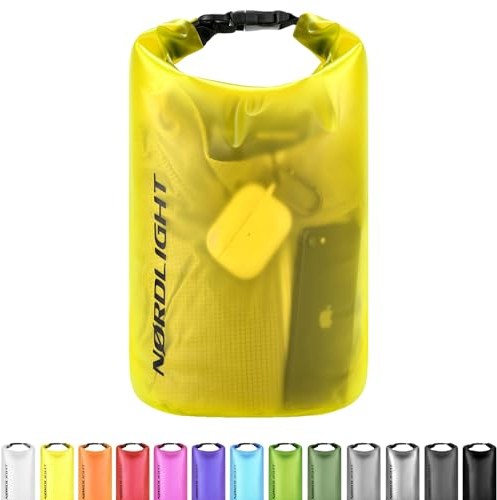 Nordlight Dry Bag 2L Wasserdichter Beutel - (Gelb) Wasserdichter Packsack Mit Roll Top Verschluss Und Schultergurt | Schwimmen, Baden, Strand, Kanu, Stand Up Paddling, Tauchen