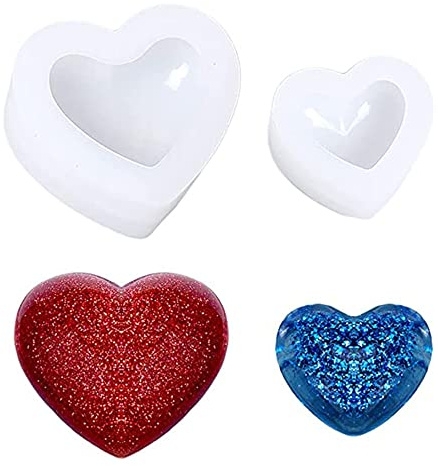 MaoNativey Herzförmige Silikonform, 2 Stück 3D Liebe Herzform Silikonform Geometrisches Herz Silikonform aus Epoxidharz für DIY hausgemachte Seifen