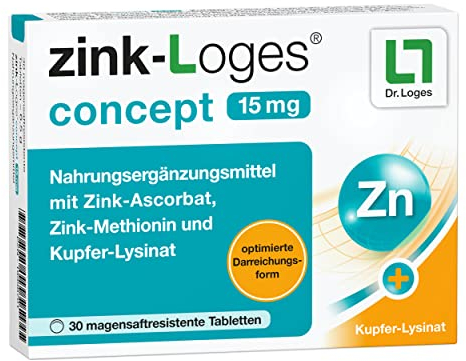 zink-Loges® concept 15 mg - 30 Tabletten - Für Haut, Haare, Nägel, Immunsystem