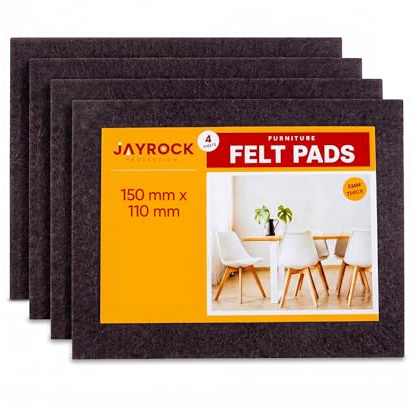 Furniture Pads for Hardwood Floors – Self-Adhesive Felt Pads Chair Leg Floor Protectors Pack of 4 – Cut To Size Pad Sheets for Laminate Floor – 150mm x 110mm (BROWN, 150mm x 110mm)
