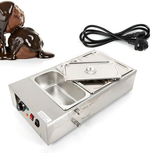 Commercial Chocolate Tempering Machine, 1000W Chocolate Melter Chocolate Warmer Boiler with 3 Cylinders, Hot Chocolate Heating Melting Machine for Party, Cafe, Tea Shop, 67x39x18cm