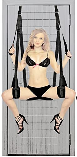 Siège à suspension epaisśié en sandwich à la porte harnais de yoga sans effort et pratique Šêssô Šêxy Šêx Toysper Costume de couple de musculation balançoire šêxuelle adulte P3P6 Noir